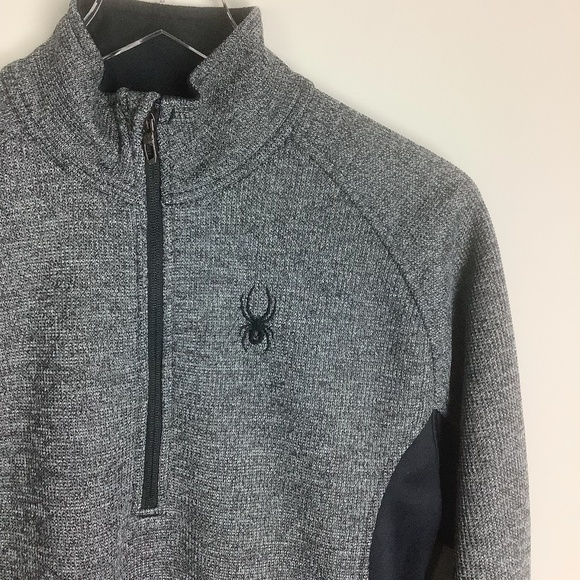 Spyder Men's Half Zip Up Jacket Heathered Black M - Picture 2 of 12